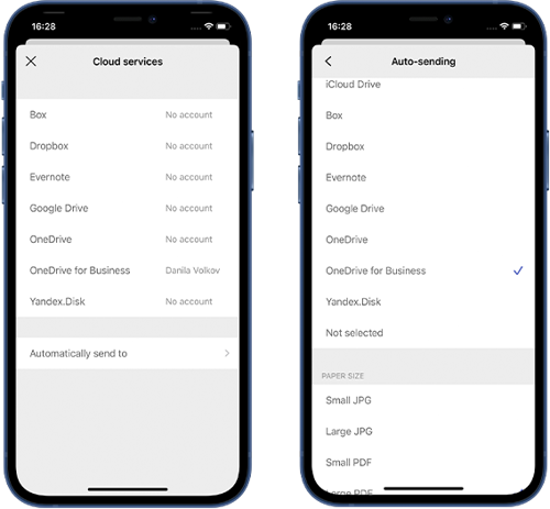 Upload documents from mobile app to cloud