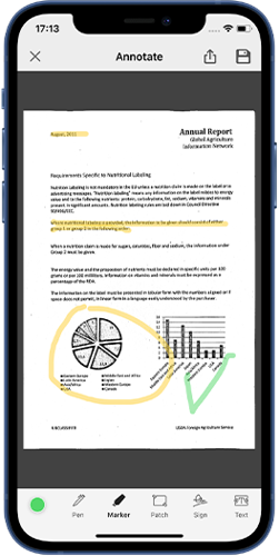 annotate PDF in mobile app