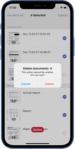 bulk delete documents from your phone