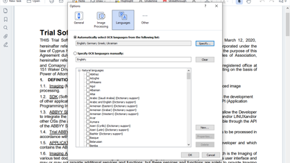 OCR languages